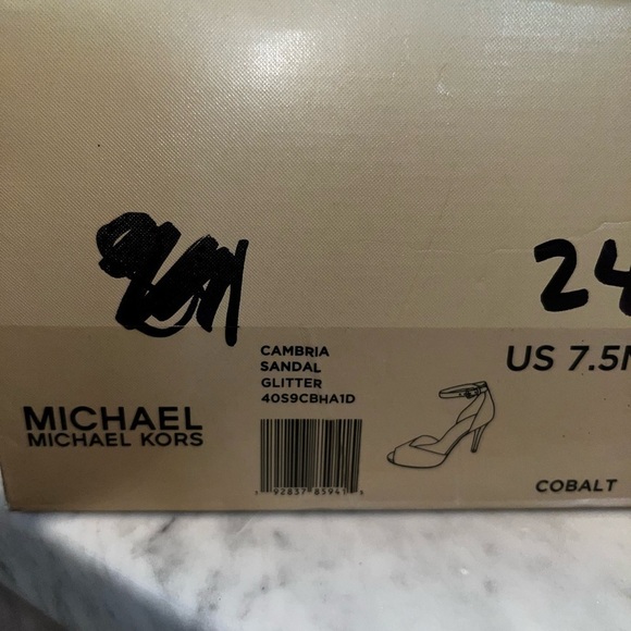 New! MK Michael Kors Cambria Dress Sandal Glitter Cobalt Blue Size 7.5 - Picture 13 of 13